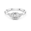 Emerald Cut Sterling Silver Three Stone Ring