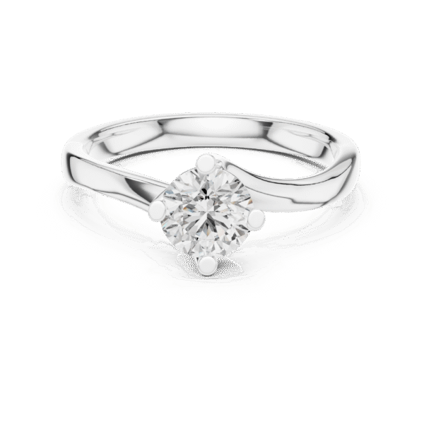 Round Cut Sterling Silver Solitaire Ring