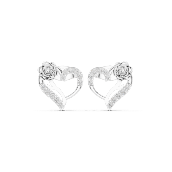 Heart Round Cut Sterling Silver Earrings