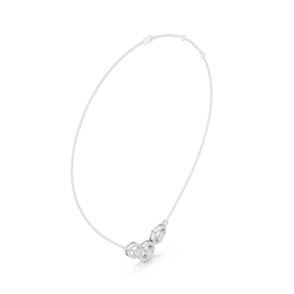 Round Cut Sterling Silver Three Stone Necklace