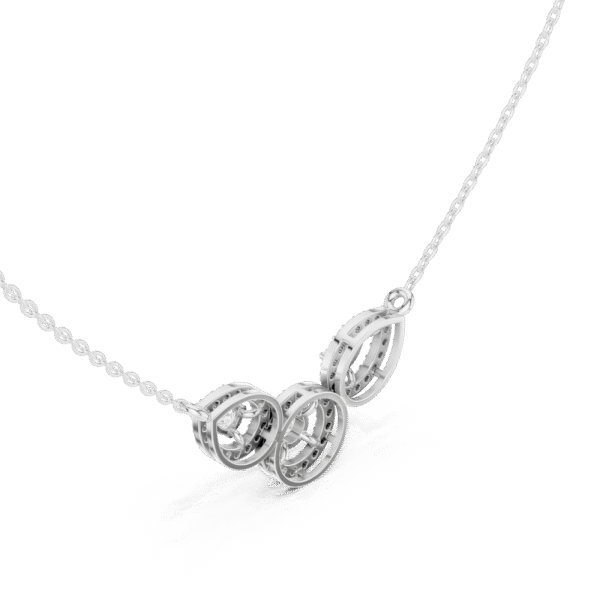 Round Cut Sterling Silver Three Stone Necklace