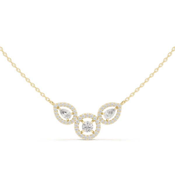 Round Cut Sterling Silver Three Stone Necklace