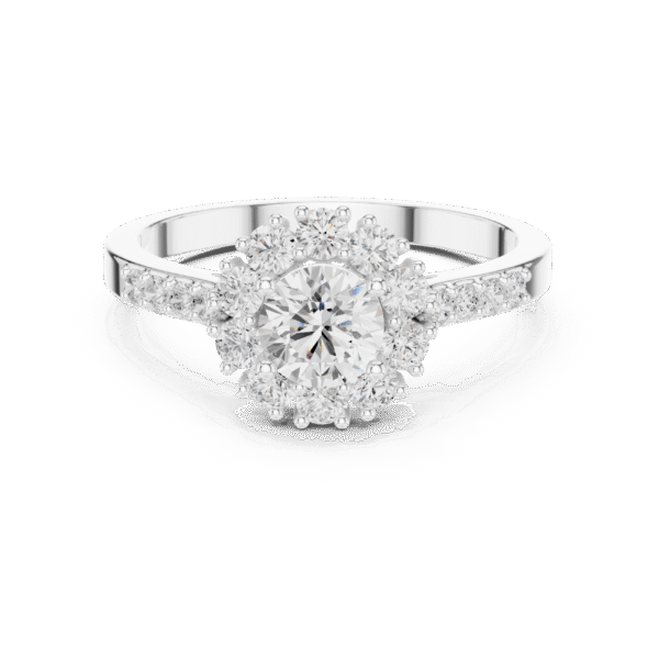 1 Carat Round Cut Sterling Silver Halo Ring