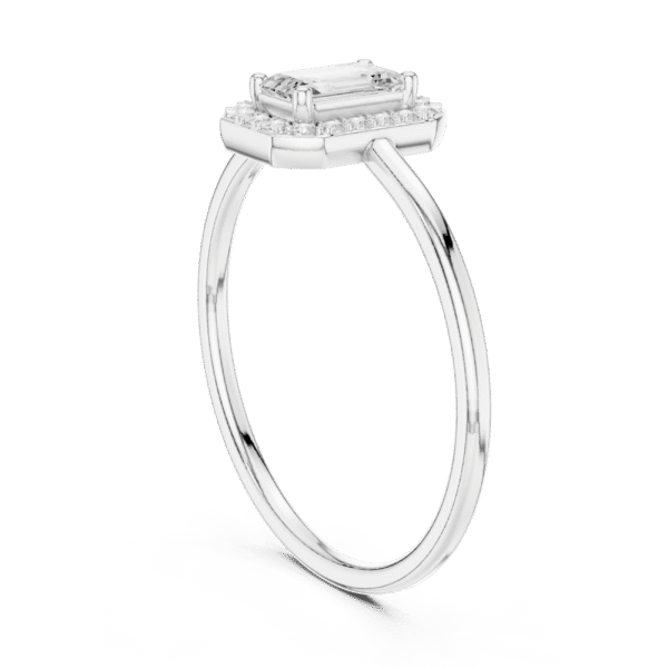 Emerald Cut Sterling Silver Halo Ring