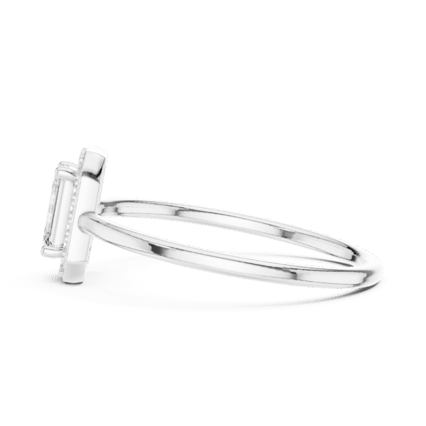 Emerald Cut Sterling Silver Halo Ring