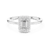Emerald Cut Sterling Silver Halo Ring