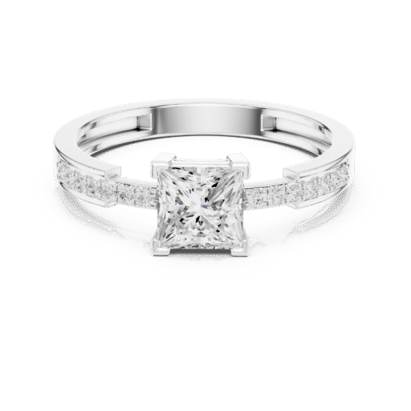 Princess Cut Sterling Silver Engagement Ring