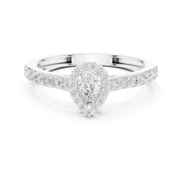 Pear Cut Sterling Silver Engagement Ring